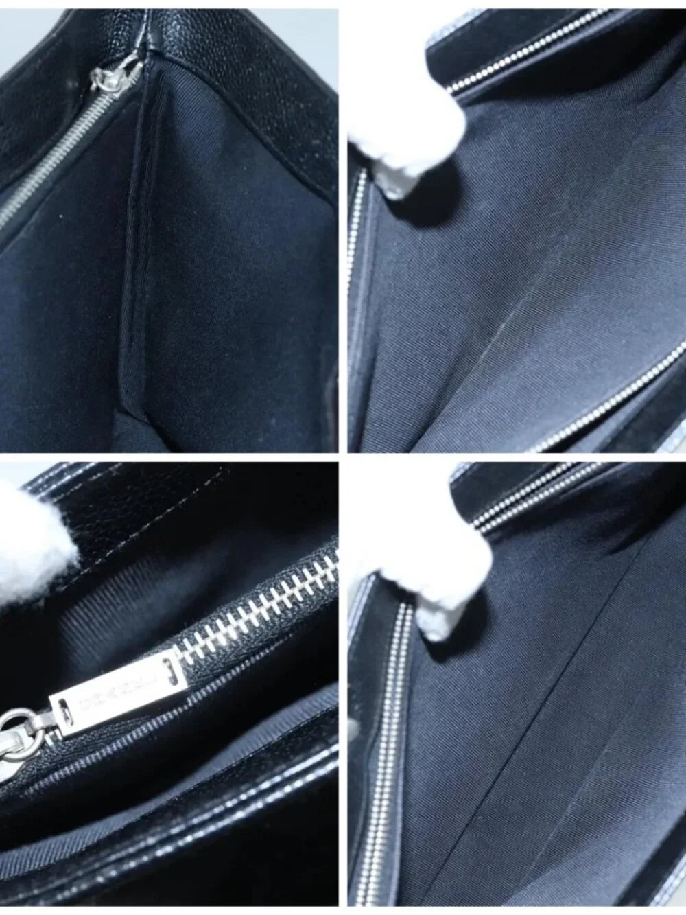 CHANEL Hand Bag Grained Calf Skin Black CC Auth